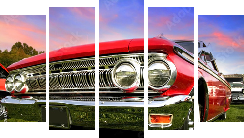 Red Muscle Car - Fünfteiliges Leinwandbild, Pentaptychon