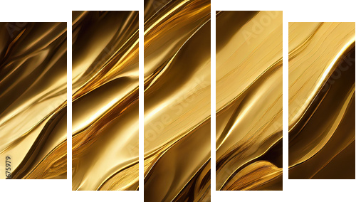Gold texture background, abstract liquid gold background - Fünfteiliges Leinwandbild, Pentaptychon