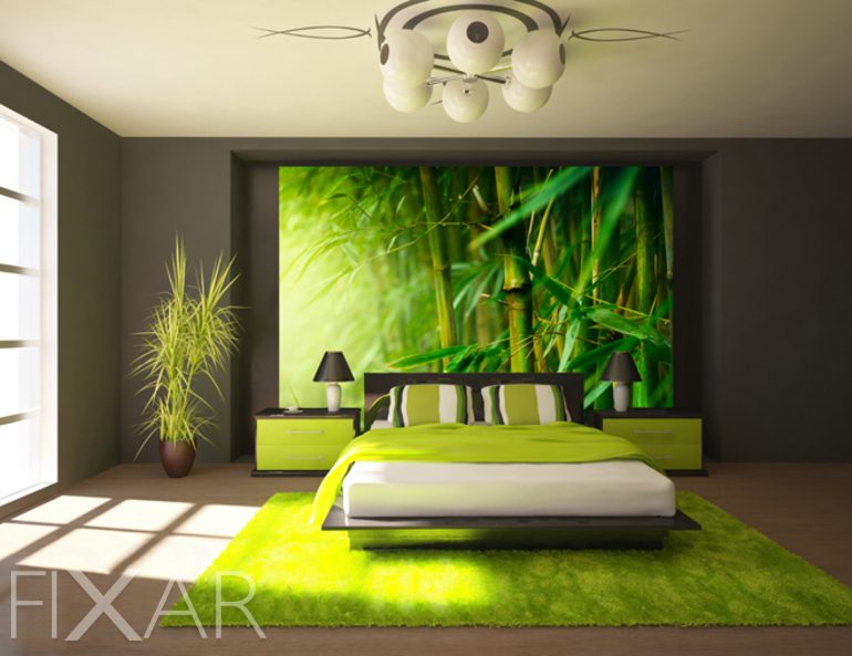 Saftig grüner Bambus  Fototapete für Schlafzimmer 