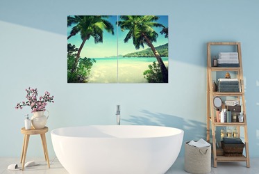 Sommerferien-unten-palmen-furs-badezimmer-bilder-und-poster-fixar