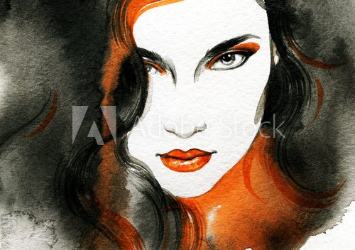 Ausdrucksstarkes Frauenporträt in Aquarell