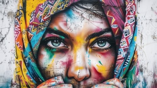 Ausdrucksstarkes Street-Art Porträt