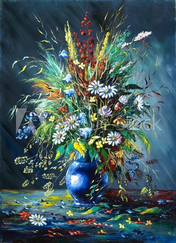 Bouquet of wild flowers in a vase