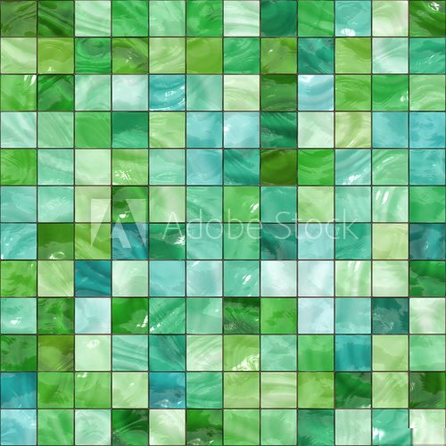 Fließendes Mosaik in Grün- und Blautönen