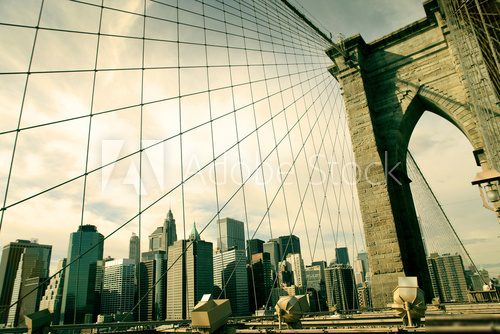 Most Brookliński – sepia z widokiem na Nowy Jork 