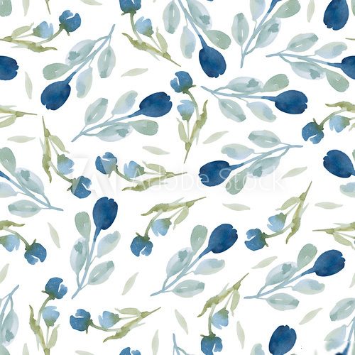 Sanfte Aquarellblüten in Blau-Grün
