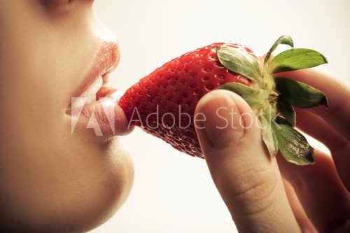 sensual mouth and strawberry