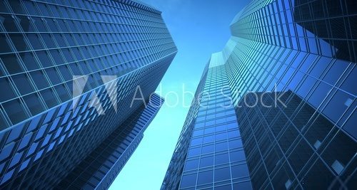 Skyscrappers in the sky. 3d Illustration