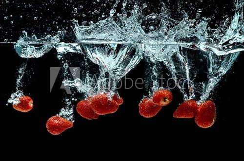 Strawberry Fruit Splash on water