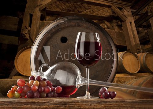 the still life with glass of red wine