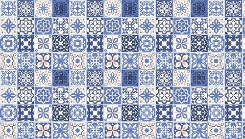 Vibrant blue and white decorative tiles pattern collection
