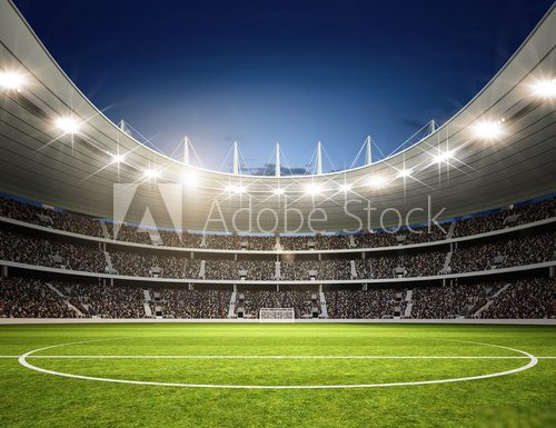 Abendstimmung im modernen Fußballstadion