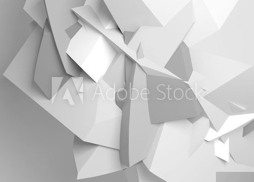 Abstract black and white digital chaotic polygonal surface 