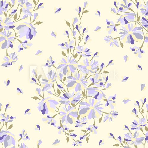 Abstract floral pattern seamless texture, watercolor 
