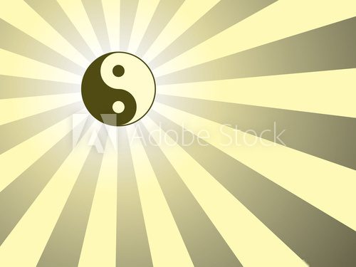 abstract rays background with yin yang symbol 