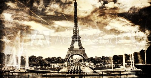 Aged vintage retro picture of Tour Eiffel in PAris 