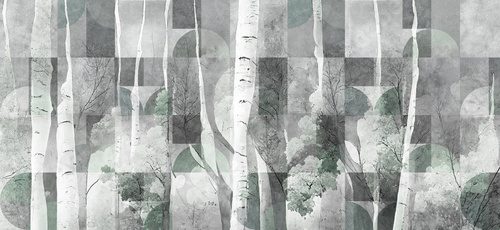Artistic forest, watercolor greenery, can be used as wallpaper and other background. Botanical art. Mural.