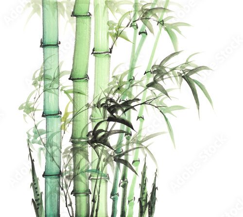 bamboo of Traditional chinese painting on old Paper Background