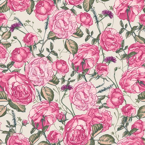 Beautiful Vintage Seamless Roses Background 
