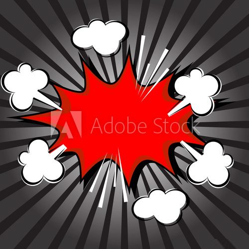 Boom comic speech bubble with radial speed, vector illustration 