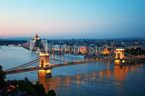 Budapest skyline at night, Hungary