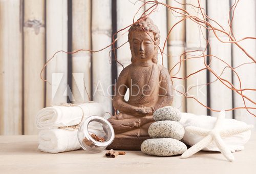 Buddha in meditation, religious concept  