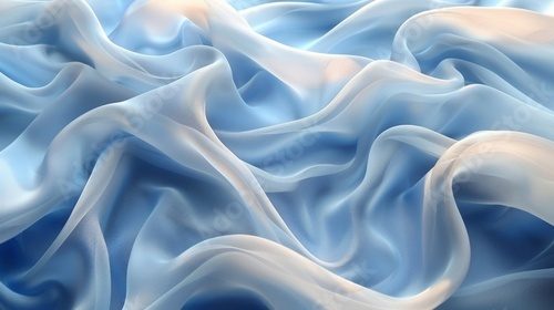 close-up image of a light blue silk fabric, gently flowing in the wind, creating a sense of serenity and tranquility.