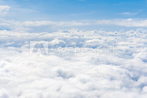 Clouds and sky, aerial view from airplane window. 