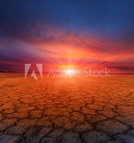 cracked earth and sunset