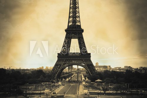 Eiffel Tower sepia vintage/retro style