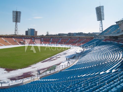 Empty stadium under snow 