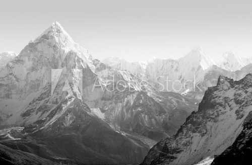 Himalaya Mountains Black and White 