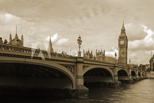 Historische Stadtansicht in Sepia