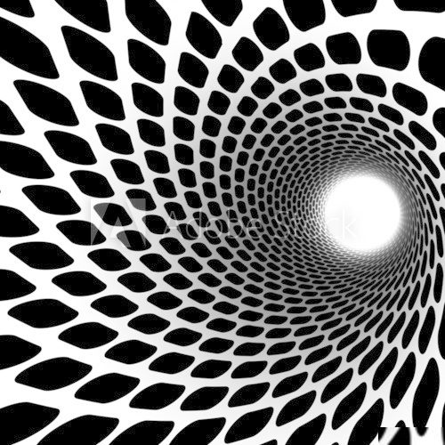 Hypnotische Tunnel-Illusion in Schwarz-Weiß
