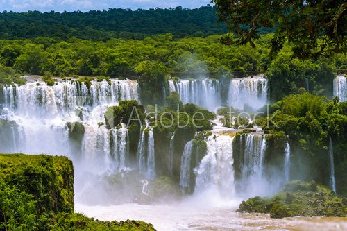 Iguazu Falls or Iguassu Falls in Brazil. Cascade of waterfalls 