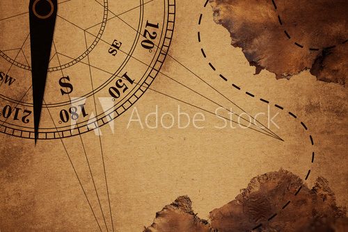 intage Travel old Map and Compass Over color Background , Elements of this image furnished by NASA (Satellite map of Antarctica)