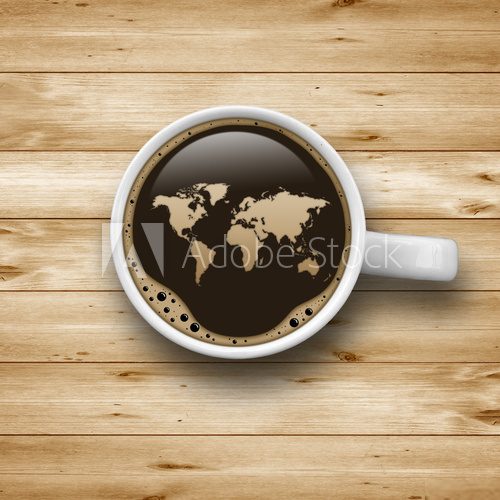 Kaffeetasse mit Weltkarte