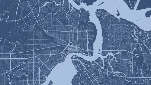 Karte eines urbanen Gebiets in Blau-Weiß
