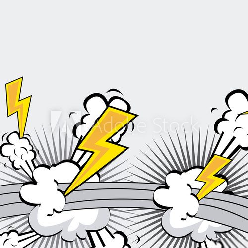 Kraftvolle Blitze & Pop-Art Explosionen