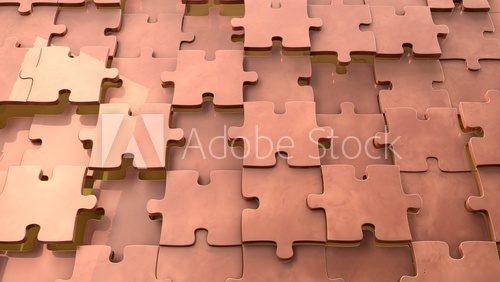 Kupferne Puzzle-Struktur in 3D