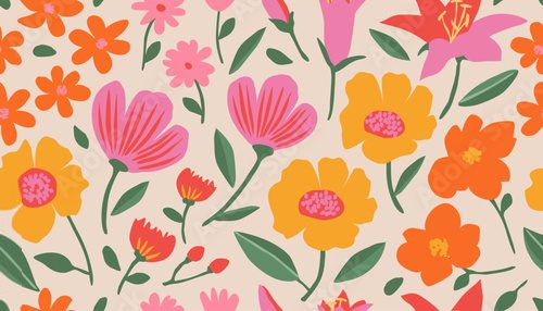 Lebendiges Blumenmuster in Sommerfarben