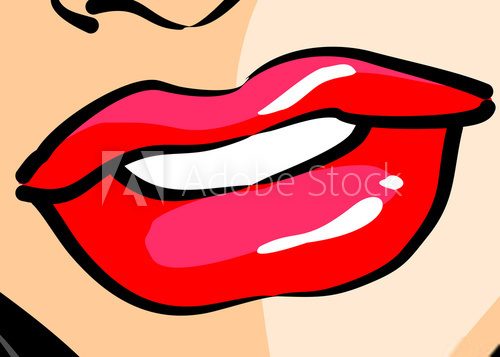 Leuchtend rote Lippen im Pop-Art Stil