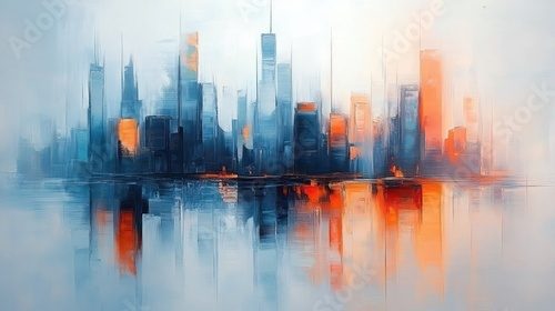 Leuchtende Skyline im abstrakten Abendglanz