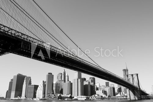 Manhattan Bridge and lower Manhattan Skyline, New York City