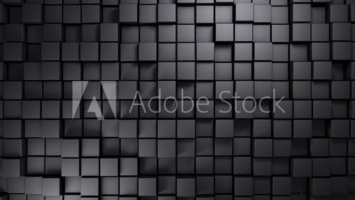 Metal structure made of displaced cubes background 3d render