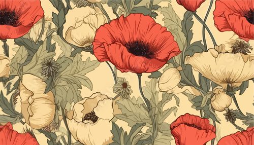 Minimal bright abstract poppy flowers pattern, pastel watercolor flowers. Collage contemporary print. Fashionable template for design.