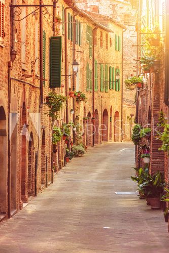 Old beautiful Tuscan streets in the Italian town 