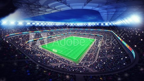 Panoramablick ins beleuchtete Fußballstadion