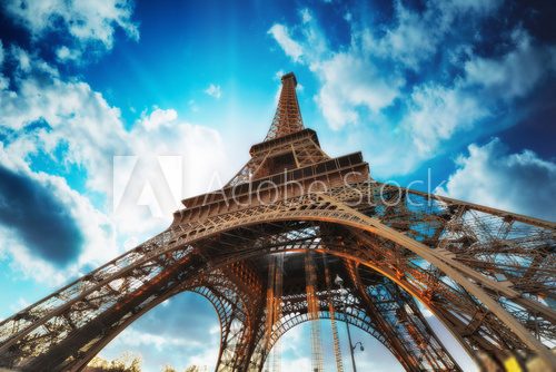 Paris Beautiful view of Eiffel Tower with sky sunset colors