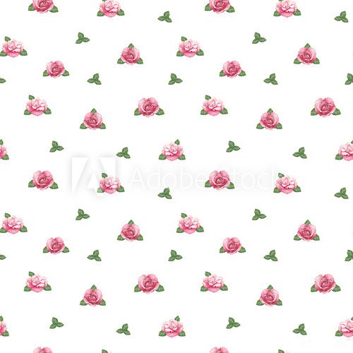 Pattern with watercolor rose illustration 